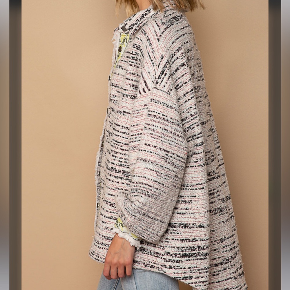 20. POL OVERSIZED WOOL BLEND TWEED BOHO SHACKET - Picture 2 of 3